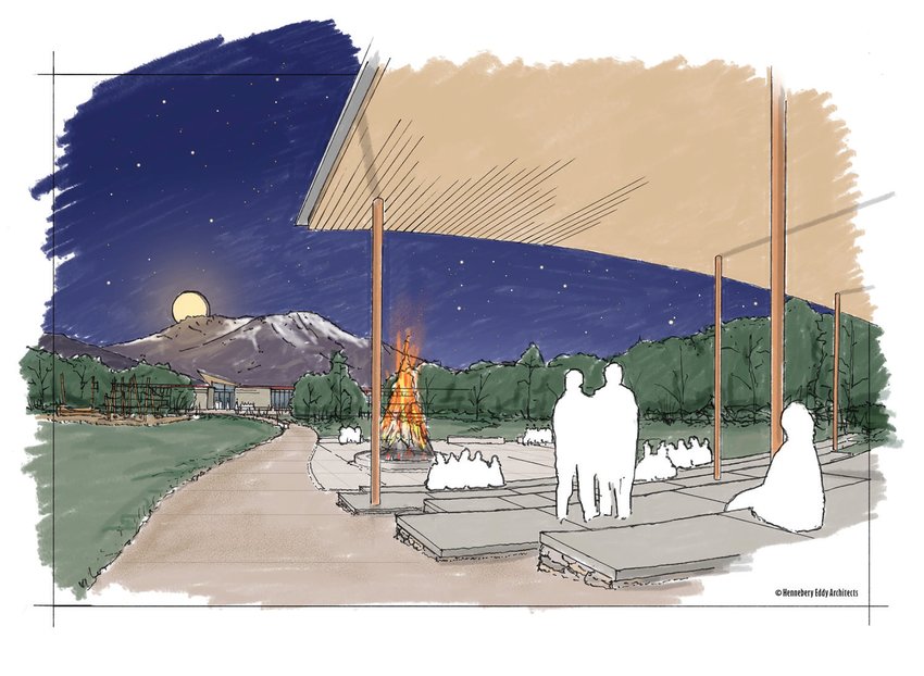 Vision drawings for the Mount St. Helens Lodge and Education Center amphitheater.