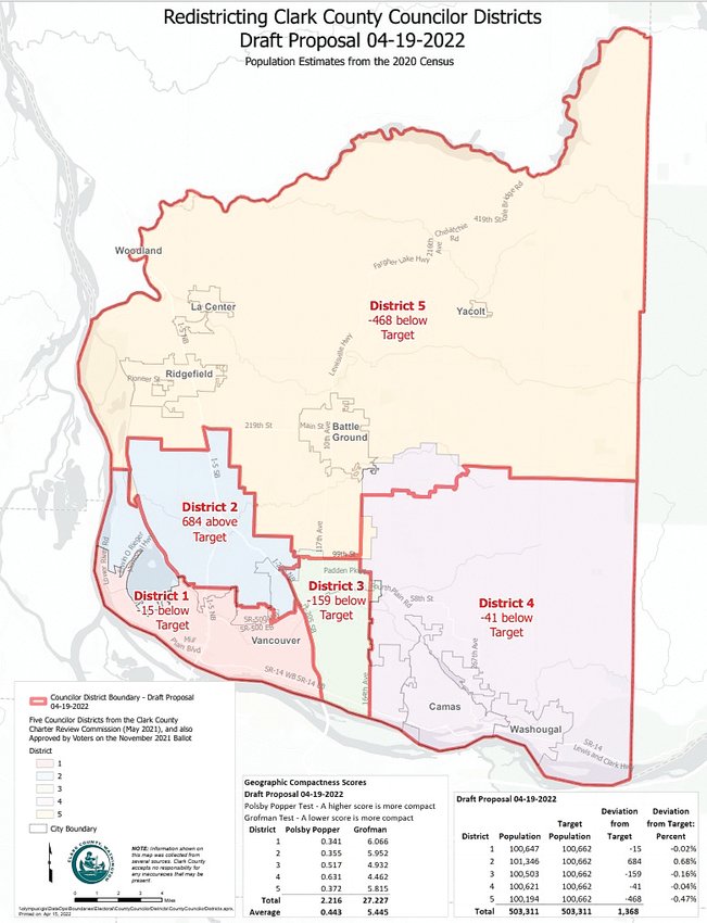 Cut 1:    A map now under consideration by Clark County Council for redistricting of council districts.