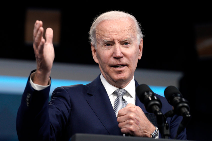 U.S. President Joe Biden replies to questions from the media after discussing inflation and lower costs for working families in the South Court Auditorium at the White House in Washington, D.C., on Tuesday, May 10, 2022. (Yuri Gripas/Abaca Press/TNS)