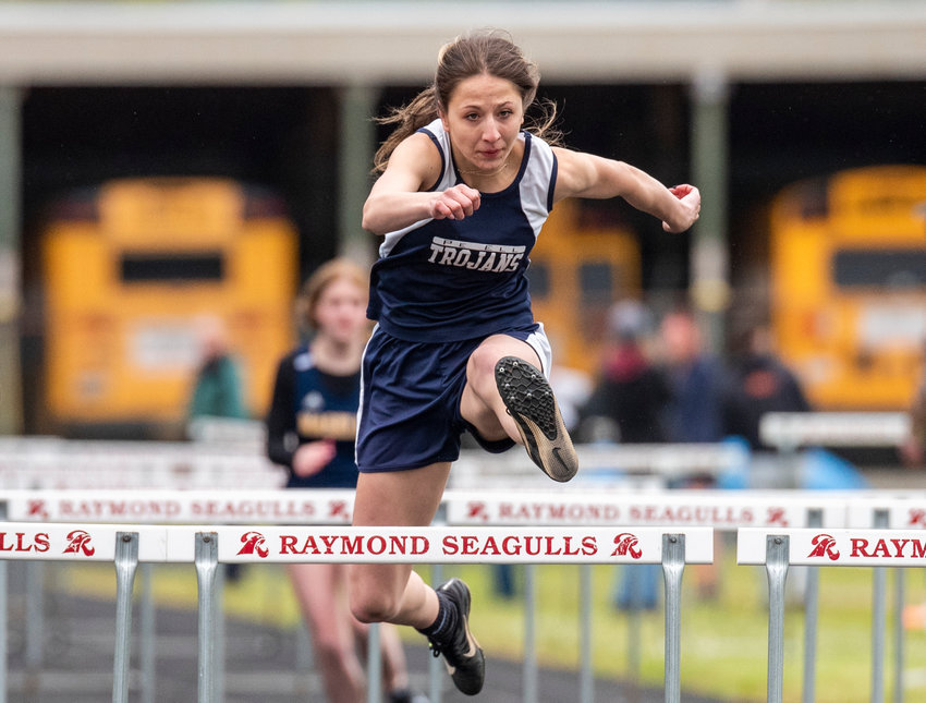 Pe Ell's Charlie Carper won the girls 100-meter hurdles at the 1B District IV track and field meet in Raymond on May 11.