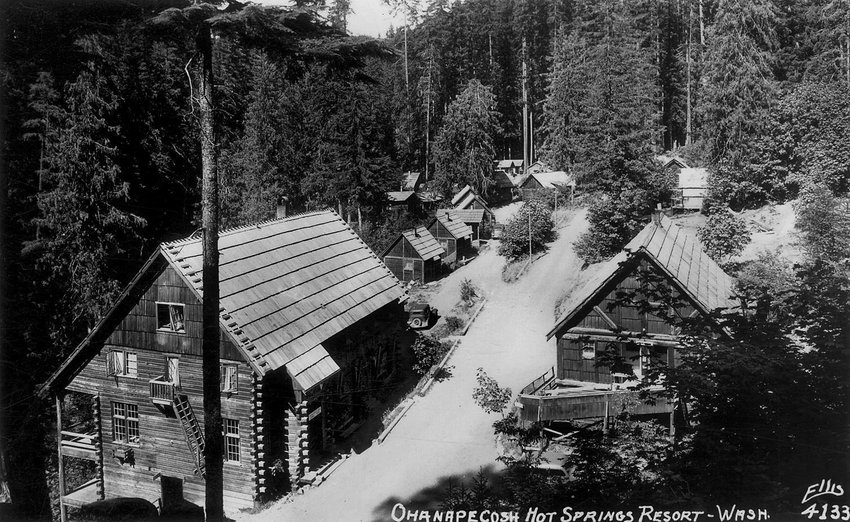 Ohanapecosh Hot Springs Resort no longer exists, but was a very popular place to go. The Hot Springs are east of Packwood on the edge of Mount Rainier Park. These lovely cabins, popular in the 1920s and 1930s, were torn down. Today the Ohanapecosh Campgrounds exist where the cabins once stood and the hot springs can still be found if you&rsquo;re so inclined.