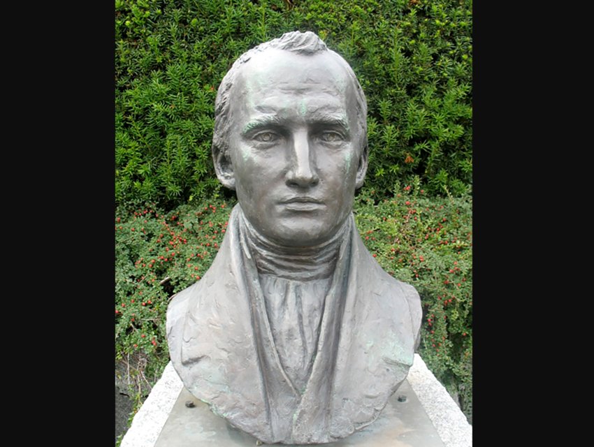 A bust of David Douglas is on display at VanDusen Botanical Garden in Vancouver, British Columbia, Canada.