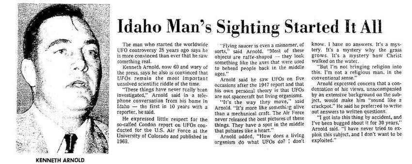 In 1975, The Oregon Journal caught up with Kenneth Arnold. (The Oregonian archive)