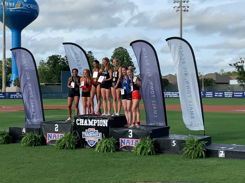 Valerie Scmidt is pictured with the other winners of the NAIA National Heptathlon Championship on May 24.