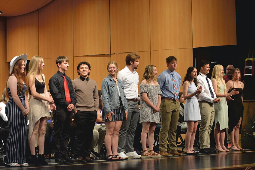 Yelm High School athletes were honored on June 7 during the school&rsquo;s awards night at the performing arts center after they received offers to continue their athletic careers beyond high school.