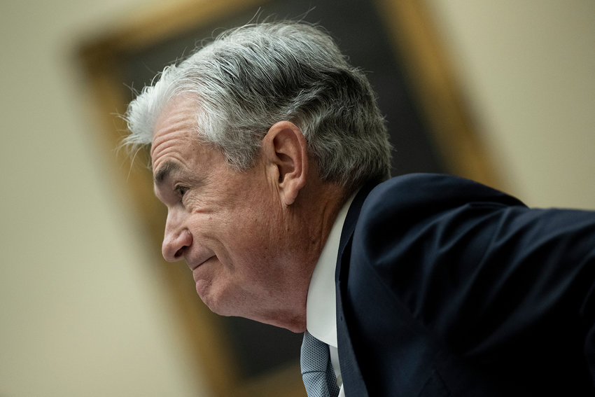 Chairman of the Federal Reserve Jerome H. Powell takes his seat during a hearing of the House Committee on Financial Services on Capitol Hill June 23, 2022, in Washington, DC. (Brendan Smialowski/AFP via Getty Images/TNS)
