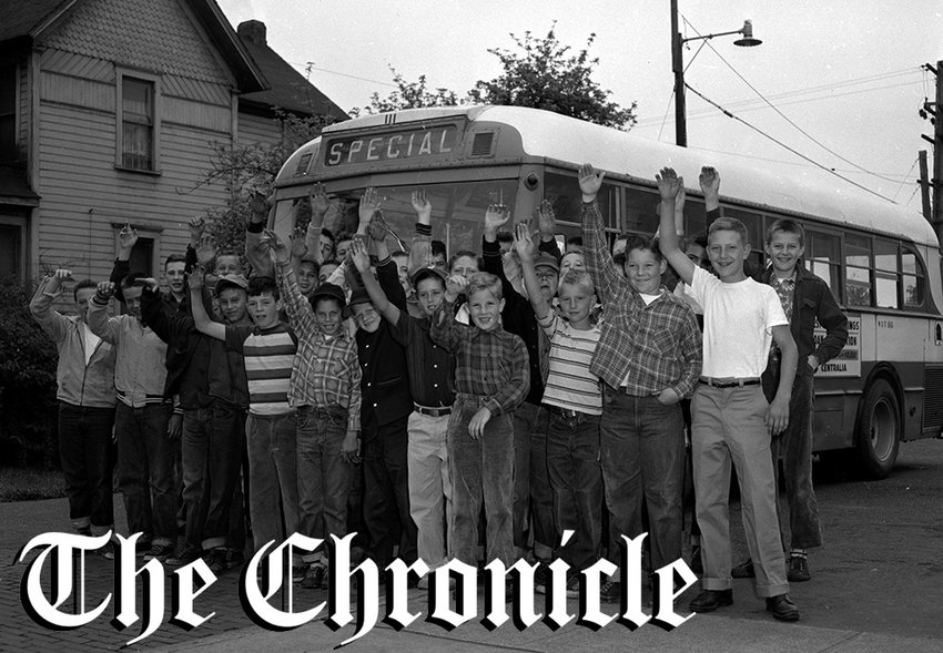 Chronicle Paper Boys pose for a photo in 1954 before being taken on a picnic.