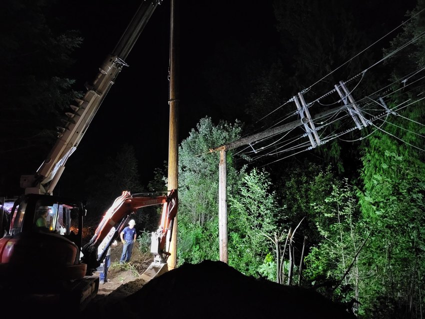 Crews with the Lewis County Public Utility District worked through the night Tuesday into Wednesday morning to restore electricity for an estimated 3,400 customers in the Randle and Packwood areas.&nbsp;