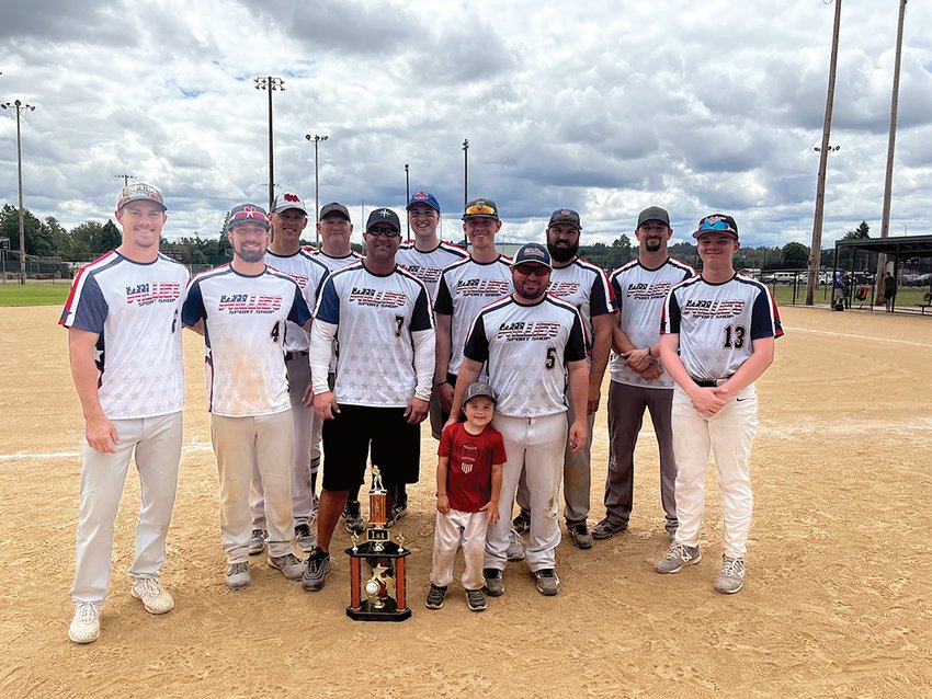 Willie&rsquo;s Sports Shop&rsquo;s team poses for a photo after taking home the Tyler Gussin Memorial Woodbat Slowpitch Tournament title last weekend in Centralia.