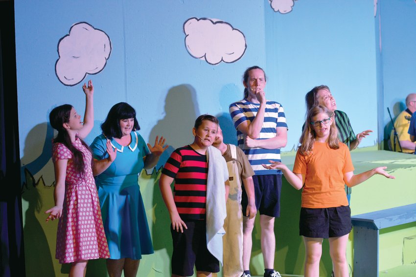The majority of the &ldquo;You&rsquo;re a Good Man, Charlie Brown&rdquo; cast closes in during a performance of the play-titled song.