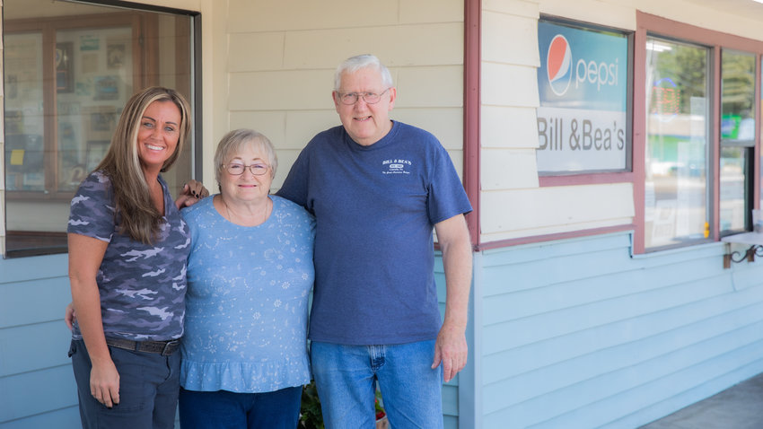 Tonya Hagan, left, stands in front of  Bill &amp; Bea&rsquo;s Drive-in with Jill and Denny Greene Tuesday afternoon.
