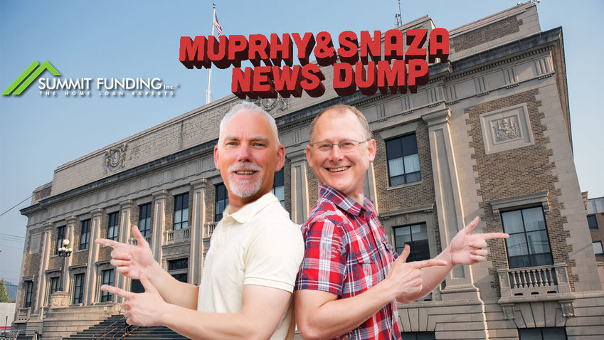 Incumbent Rob Snaza, left, and challenger Tracy Murphy are pictured in this totally not doctored photograph in front of the Lewis County Courthouse.