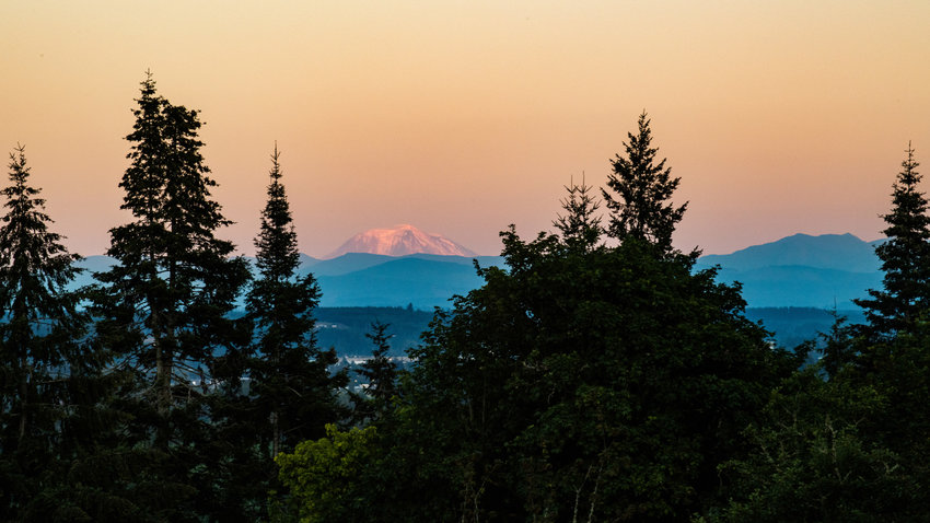 Mount Adams is pictured at sunset from Chehalis.