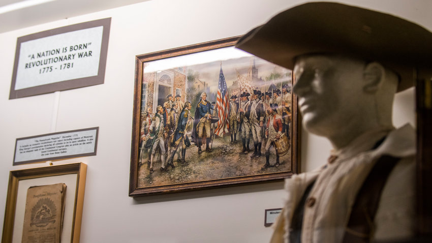 FILE PHOTO &mdash; Artwork depicts images from the Revolutionary War on display inside the Veterans Memorial Museum in Chehalis.