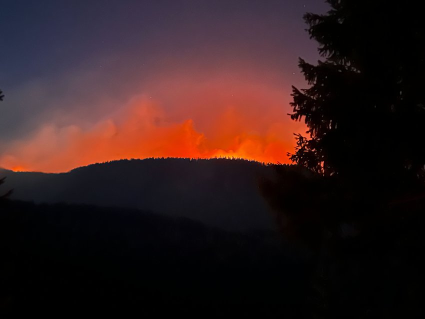 The Goat Rocks Fire burns in the Gifford Pinchot National Park about 2 miles from Packwood Friday night.