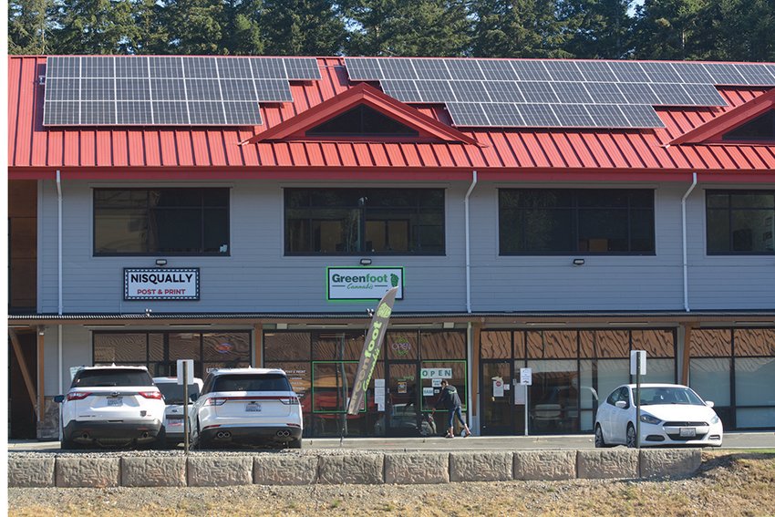 Solar panels sit on top of the tribe&rsquo;s Medicine Creek Enterprises Board&rsquo;s building on Sept. 8, 2022.