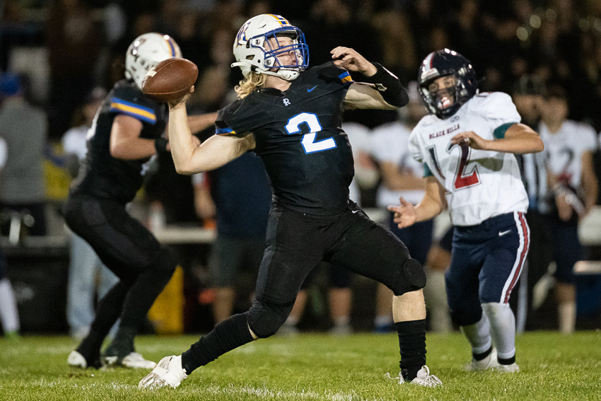 Rochester quarterback Tate Quarnstrom unleases a throw in a 34-14 loss to Black Hills Sept. 16.