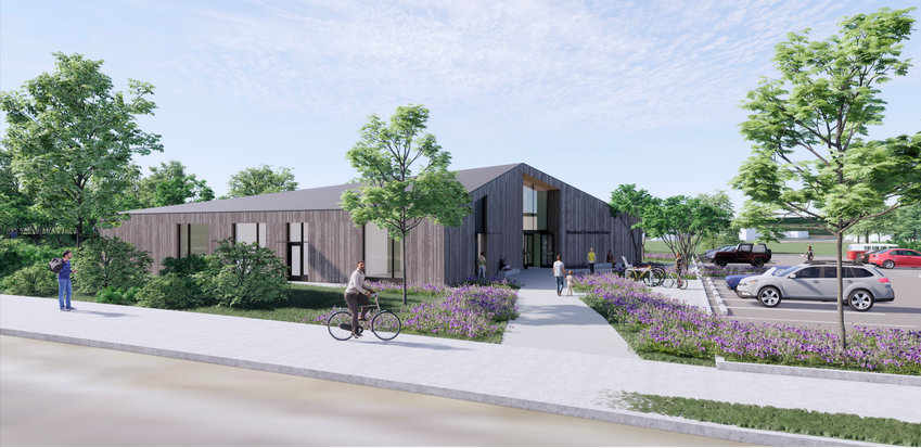 An artist&rsquo;s rendering shows what the new Woodland Community Library will look like.
