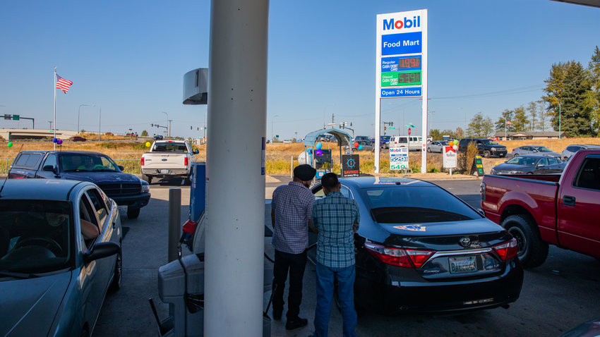 The Mobil gas station and Food Mart in Chehalis dropped the price of gas to $1.99 a gallon for a short time on Friday to celebrate a recent remodel.