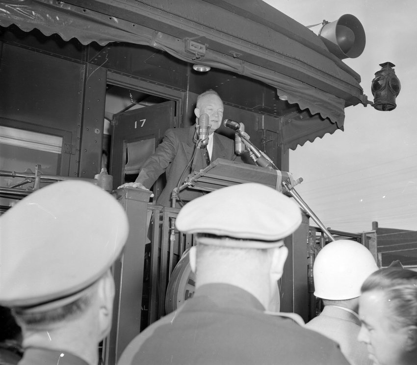 Dwight Eisenhower visits Centralia as his train stops for water on Oct. 7  1952 in this photo from The Chronicle&rsquo;s archives.