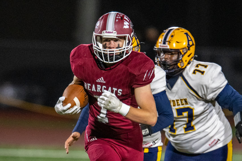 W.F. West running back Tucker Land finds open ground while rushing against Aberdeen at South Bend High School on Oct. 20.