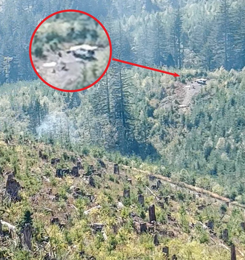 A screen capture shows a suspected vehicle involved in the start of the Nakia Creek Fire. It was taken at about 3:30 p.m. on Oct. 9 on a ridge near Larch Mountain.&nbsp;