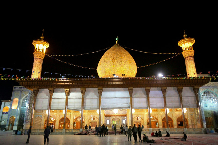 Iranian security forces deploy following an armed attack at the Shah Cheragh mausoleum in the city of Shiraz on Oct. 26, 2022.  At least 15 people were killed in an attack on a key Shiite Muslim shrine in southern Iran, state media said, with the Islamic State group claiming the assault. The attack carried out by an armed &quot;terrorist&quot; during evening prayers at the Shah Cheragh mausoleum also wounded at least 19 people, state television said. (ISNA NEWS AGENCY/AFP/Getty Images)