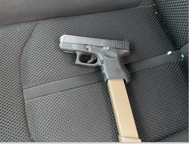 A handgun with a 30-round extended magazine was recovered in a stolen vehicle by deputies from the Clark County Sheriff&rsquo;s Office.