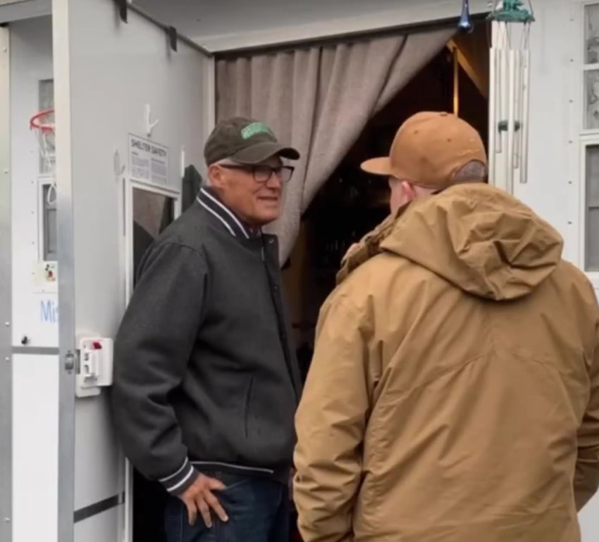 Gov. Jay Inslee toured Vancouver's first Safe Stay Community on Monday, hailing the city's efforts to address homelessness as a model for the state.