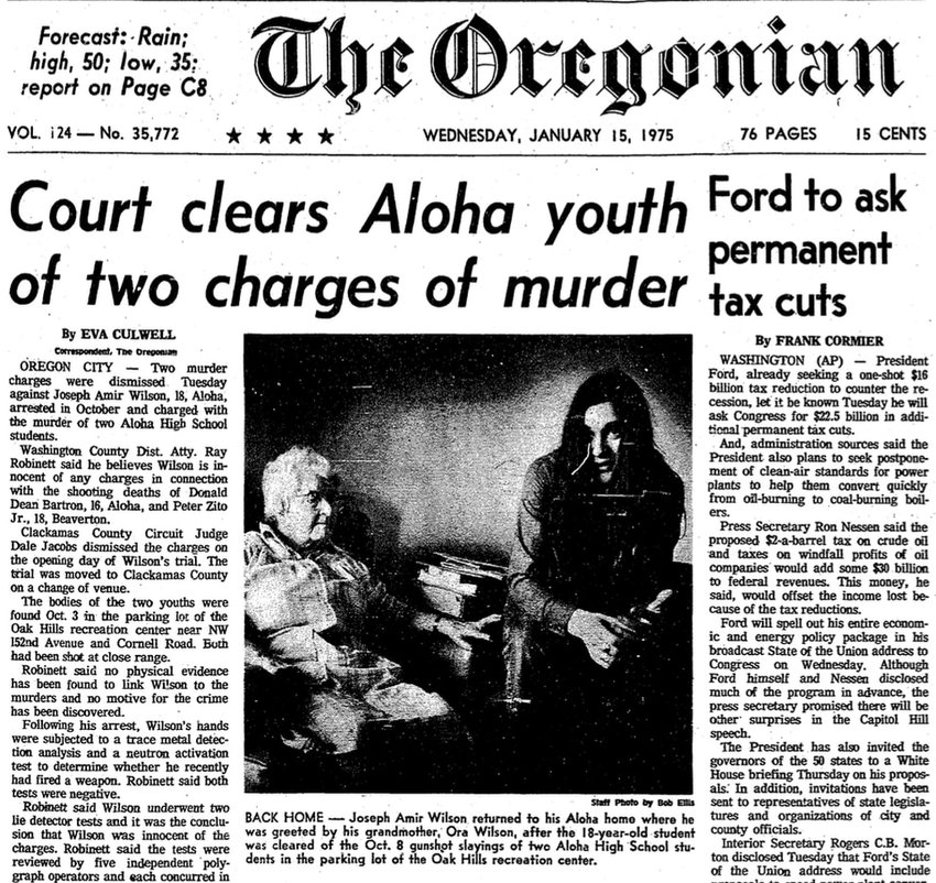 A Jan. 15, 1975, article from The Oregonian's archive included an interview with Joseph Wilson when he was released from jail after the murder charges against him were dropped.