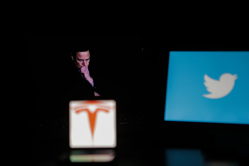 Elon Musk the new owner and the sole director of the social networking app Twitter, on Nov. 5, 2022. Twitter Inc. (Muhammad Ata/IMAGESLIVE/Zuma Press Wire/TNS)