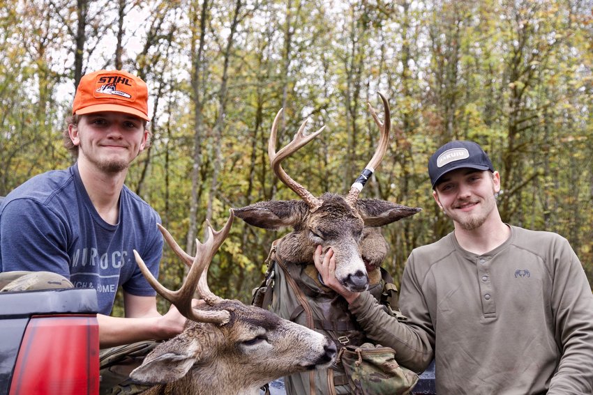 &quot;Blacktail taken by my boys yesterday!&quot; Chronicle staffer Sarah Burdick wrote when submitting these photos late last month. Left to right in the first image are Sawyer and Spencer Burdick. These deer were harvested during the black-tailed deer general season. Late season starts up again Nov. 17-20. These deer were harvested in &quot;the Willapa Hills area.&quot; Sarah Burdick wouldn't provide an exact location so as to avoid giving up her sons' hunting grounds.  The Chronicle is including photos and details of successful local hunting and fishing outings in every Thursday edition. To be included, just send photos and information to news@chronline.com.