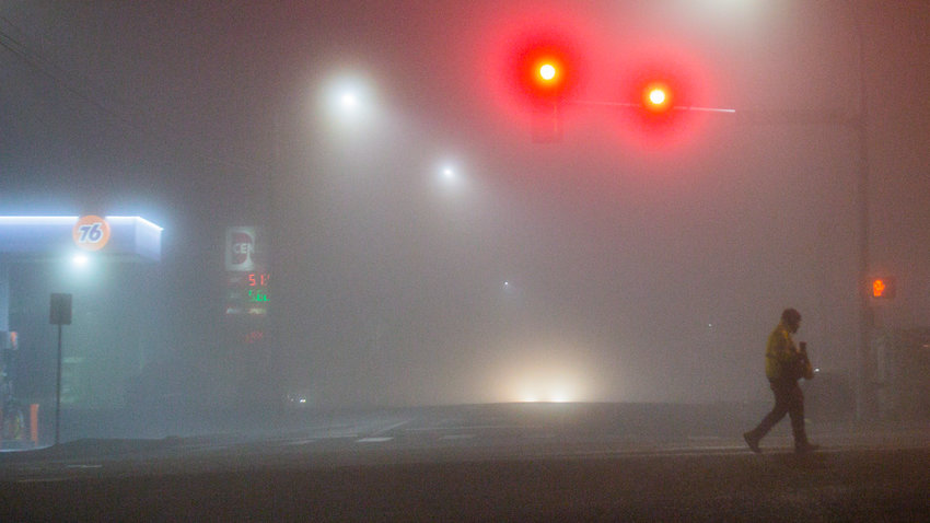 Fog in Chehalis on Wednesday night.