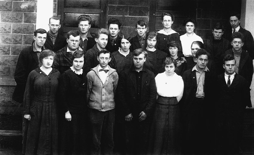 Members of the 1917 graduating class of Mossyrock High School includes a photo of the contributor&rsquo;s mother, Mattie Moon (third from right, in second row), and his uncle, Forrest Moon (third from left, in front row). Also in the photo is Harry Truman (second from left in top row), who lost his life after refusing to leave his home at the Spirit Lake resort he owned on Mount St. Helens. Even in high school, Harry looks a bit stubborn and destined to make a lasting mark. He died as a result of the volcano&rsquo;s eruption in May of 1980 and his decision to remain on the mountain he loved. This photo and information was originally submitted by Wally Hill for The Chronicle's Our Hometowns books.