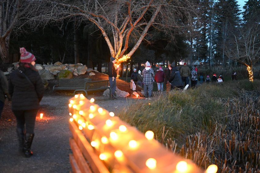 Christmas lights illuminated Cochrane Park during the Winter Solstice Walk on Dec. 21.