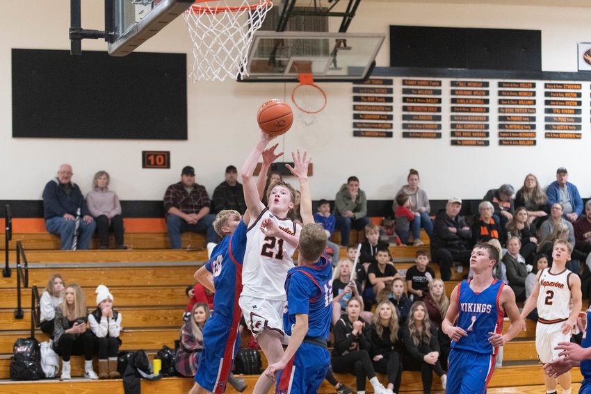 Jarin Prather rises for a shot during Napavine's win over Willapa Valley on Dec. 27.