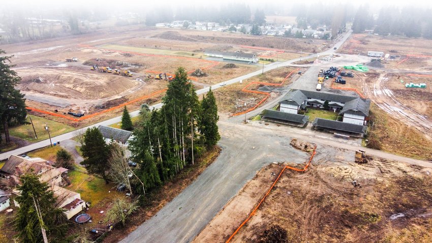 The future site of Centralia Station and related infrastructure is pictured from above in early January.
