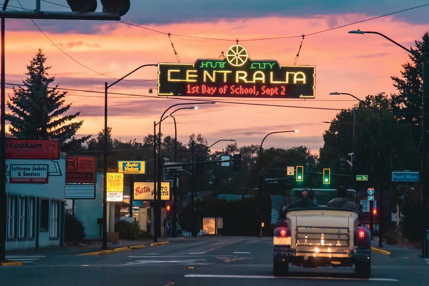 The sun sets over downtown Centralia in this Chronicle file photo.