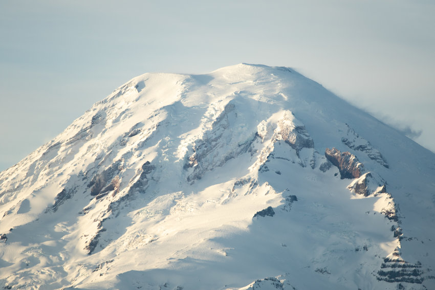 Snow is blown off Mount Rainier's peak on Monday afternoon, as seen from the Goat Rocks observation point on U.S. Highway 12.
