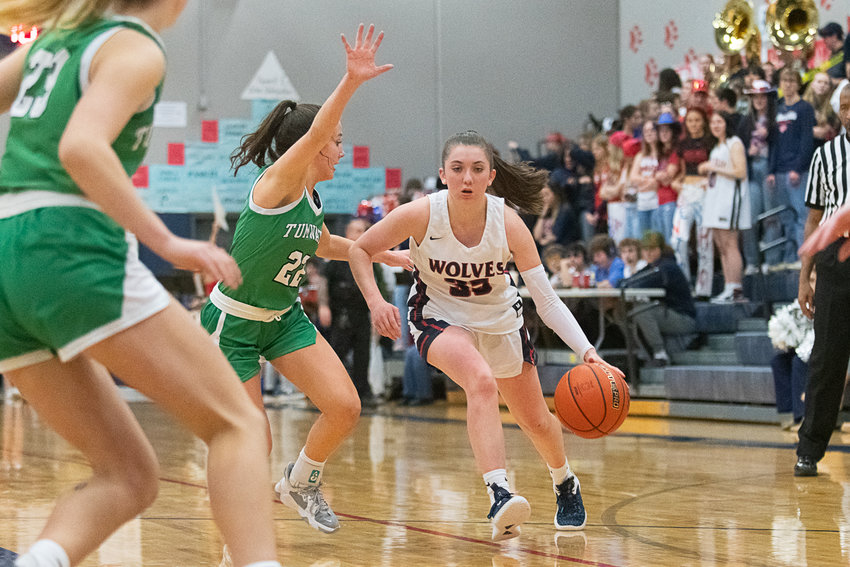 Black Hills' Kiley McMahon drives into the paint during the first half of the Wolves' loss to Tumwater on Jan. 6.