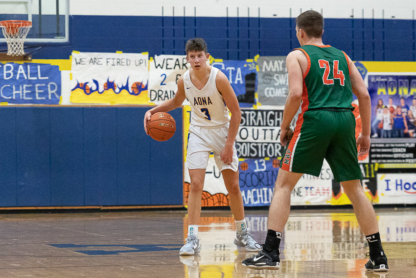 Adna guard Braeden Salme scans the floor against Morton-White Pass Jan. 10.