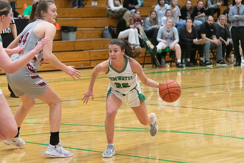 Regan Brewer drives into the lane during the third quarter of Tumwater's 53-37 loss to W.F. West on Jan. 10.