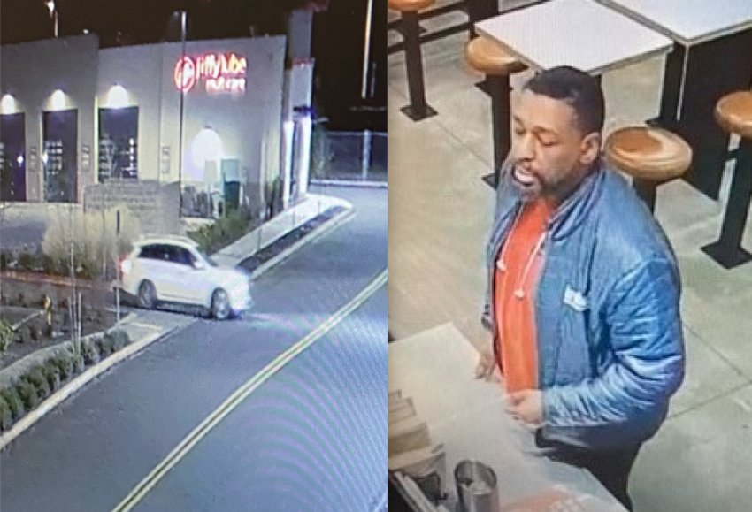 The City of Battle Ground released photos of a suspect and his vehicle after the man allegedly assaulted an employee at Chipotle on Southwest Scotton Way on Thursday, Feb. 9.&nbsp;