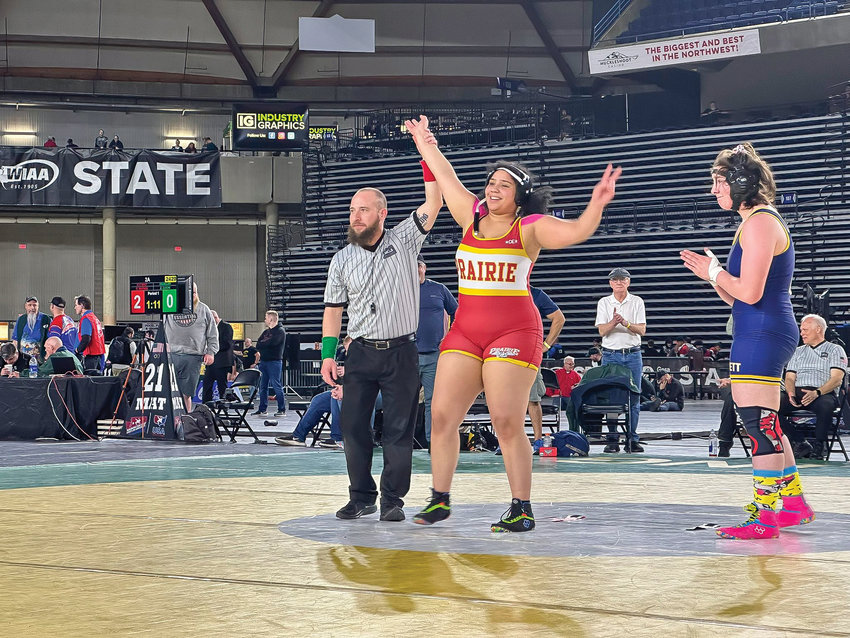 Faith Tarrant, of Prairie High School, was named the 2023 WIAA 3A/4A girls state champion wrestler in the 235-pound category on Saturday, Feb. 18, at the Mat Classic at the Tacoma Dome.