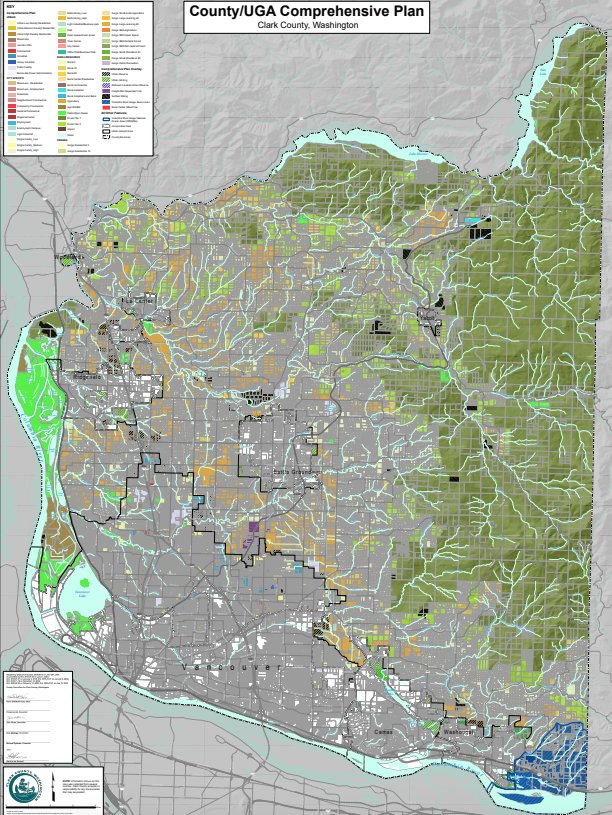 A map shows the current land use designations of the Clark County Comprehensive Growth Management Plan.