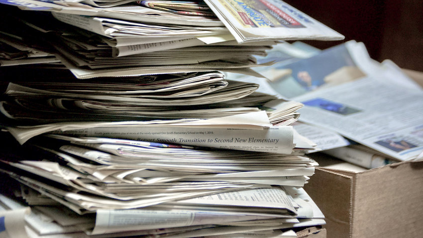 A stack of newspapers is pictured in Centralia last year.