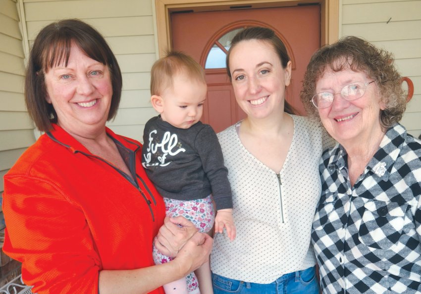 Pictured from left are Deb Parnham holding her granddaughter, Natalie Jean Markstrom, her daughter Tana Rogerson and her mother Jean Bluhm