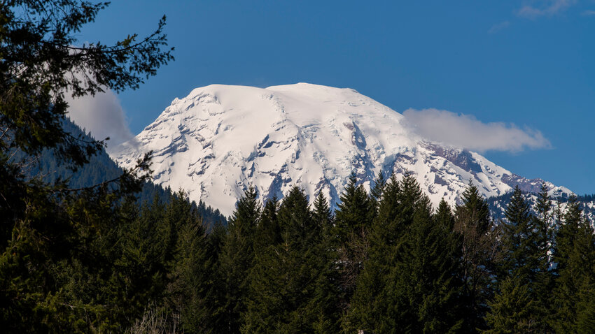 Mount Rainier is seen Tuesday, April 25, 2023 from Packwood.