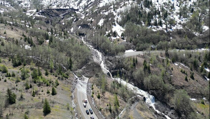 A Sunday night debris slide is blocking the highway to Johnston Ridge, with no estimated time for reopening.&nbsp;