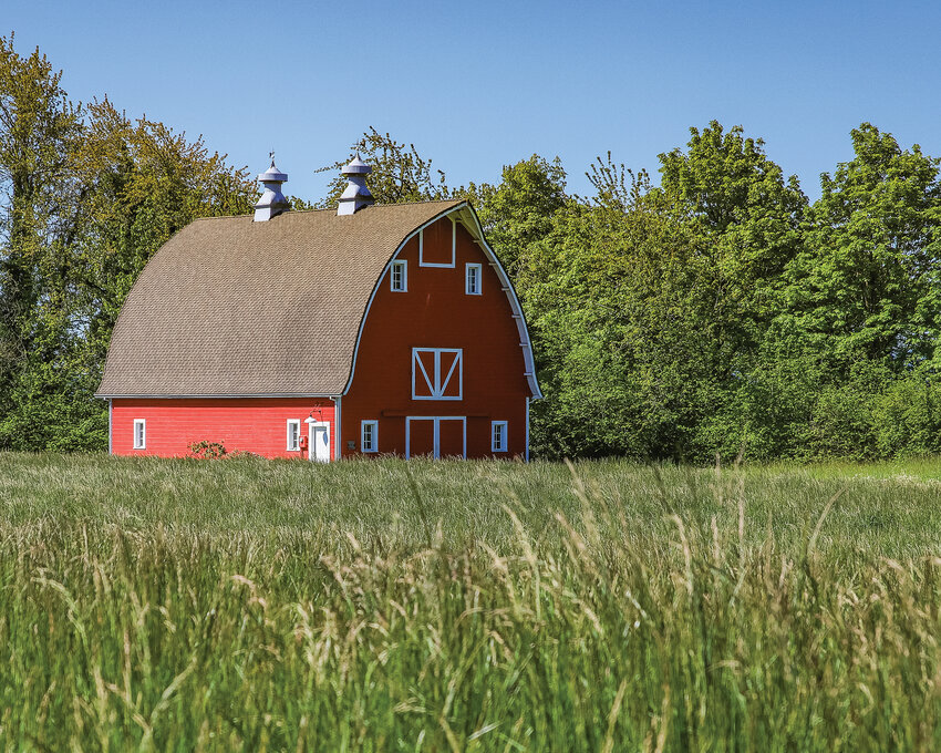 A historic red barn sits well preserved in the Whipple Creek area of Ridgefield on a sunny May 10 morning.